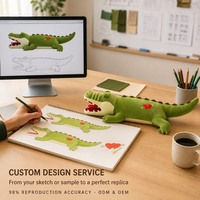 Coussin en peluche mignon en forme de crocodile vert olive avec bouche ouverte et broderie en forme de cœur, animal en peluche doux pour la décoration de chambre