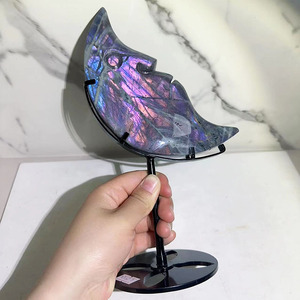 Moon <strong>Crystals</strong> Natural Reiki Gemstones Polished <strong>Witch</strong> Stuff Moon Carved Purple Labradorite <strong>Crystals</strong> Moon Face - Product Image 3