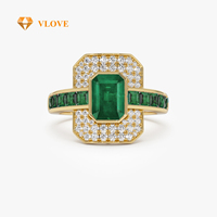 Bague fine en or 14 carats avec petits diamants et émeraudes naturels brillants, design géométrique, bague de luxe pour homme et femme
