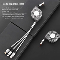 Câble USB 3 en 1 pour iPhone, câbles de charge et de données, charge rapide 3A, type-C, câble USB rétractable 3 en 1 pour téléphone portable Android