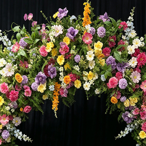 ซุ้มดอกไม้ผ้าไหมสีรุ้งธรรมชาติ สำหรับงานแต่งงาน งานเลี้ยงฉลองกลับไปโรงเรียน ฉากถ่ายรูปสีเข้ม - Product Image 4