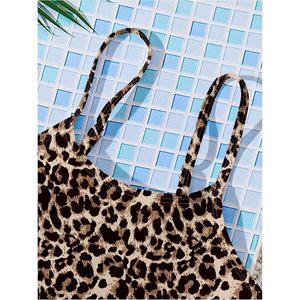FOXA Ensemble de maillot de bain 2 pièces imprimé guépard pour fille, haut à bretelles spaghetti, bas à coupe haute, tissu extensible - Product Image 4