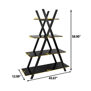 홈 장식 4 계층 나무 책장 보관 주최자 나무 식물 꽃 디스플레이 스탠드 책장 책장 책꽂이 - Product Image 5