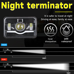 Faros LED Cuadrados de Alta Luminosidad de 45W, 4x6 Pulgadas, Forma de Bombilla H4, 12V, 10000 Lúmenes, 6000K, para Autos, Jeeps y Camiones Universales - Product Image 6