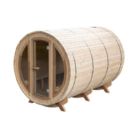 Sauna de barril de madera para 4 a 6 personas, con calefacción eléctrica exterior, diseño rústico de madera maciza, funciona con enchufe de 220-240V