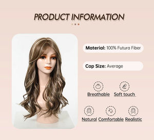 Parrucca per <span class=keywords><strong>capelli</strong></span> sintetica in pizzo MONO pizzo lungo ondulato marrone biondo <span class=keywords><strong>con</strong></span> <span class=keywords><strong>parrucche</strong></span> di pizzo <span class=keywords><strong>con</strong></span> <span class=keywords><strong>frangia</strong></span> per le donne quotidianamente resistenti al calore - Product Image 5