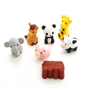 사용자 정의 어린이 창조적 인 만화 사랑스러운 미니 동물 이동식 지우개 멀티 패턴 3D 연필 지우개 선물 학생