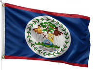 Bandera de Belice 3x5 pies, poliéster de lujo resistente y duradero, para interior/exterior con rayas cosidas y ojales de latón