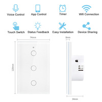 Interrupteur mural tactile intelligent Tuya Wifi Zigbee 1/2/3/4 voies avec interrupteur pour chauffe-eau, compatible avec l'application Smart Life