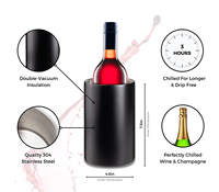 Seau à glace pour vin et boissons en acier inoxydable, refroidisseur à champagne, accessoires de vin parfaits, 750 ml, seau à glace pour une seule bouteille