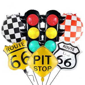 Set di Palloncini in Foil: Semaforo, Parcheggio, Taradiga, Decorazioni per Feste Notturne, Veicolo Fuoristrada, Due Veloci Piloti, Forniture per Bar 'Let's Go Racing' - Product Image 1