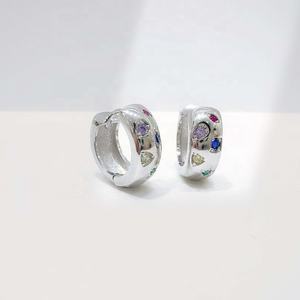 Prix usine, dernières boucles d'oreilles créoles géométriques en argent sterling 925, style minimaliste exagéré, pour filles, hip-hop western - Product Image 4