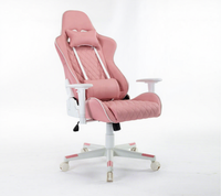 Fauteuil de Gaming Exécutif Traditionnel Rose à Dossier Haut, en Cuir, avec Massage 4D Rafraîchissant, Appuie-tête et Soutien Lombaire Convertibles, Pivotant, pour Chambre