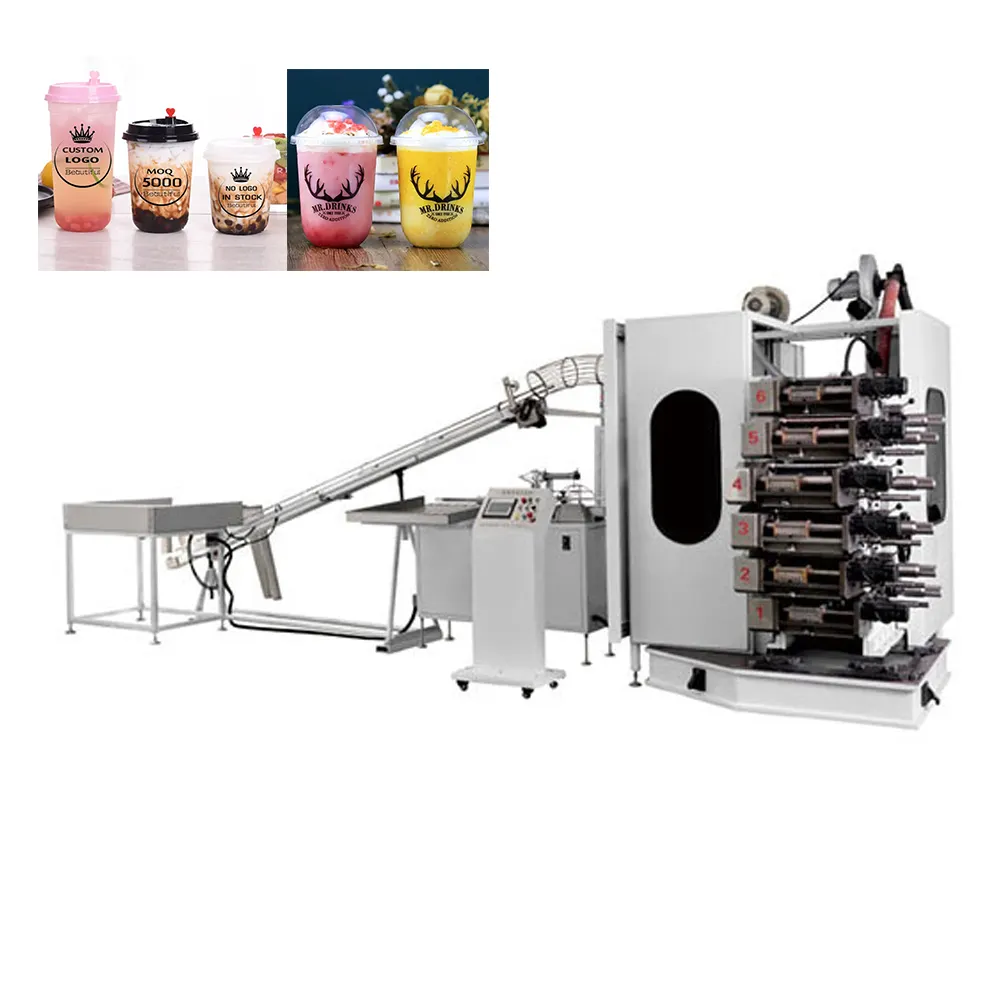 Automatic PLA PET PS PP CUP BOWL Printing machine 4-6 color offset printing machine 6180