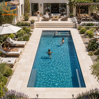 Spa jacuzzi modulaire en fibre de verre sur mesure, grand format, encastré, pour piscines modernes de villas, avec larges marches.