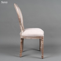 Chaise de salle à manger vintage Louis, dossier en bois massif de luxe, style mid-century, durable, pour salon, mariage, événement, banquet, restaurant, café, mobilier