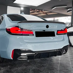 StarNav For 5 Series G30 G31 530i 530d 530e 550i 550d MSport 2018-2023 For M5 Style Rear Bumper Lip <b>Diffuser</b> With <b>LED</b> - Product Image 5