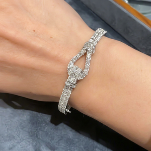 Bracelet à fermoir en diamants de laboratoire 8 carats Apricot Jewels, style tennis de luxe, or blanc 14 carats, certifié IGI, unisexe - Product Image 1