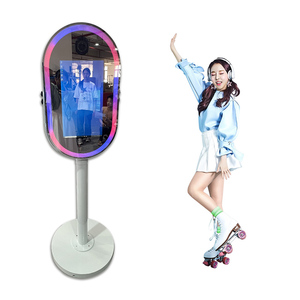 Miroir Photo Booth Portable avec Anneau Lumineux, Sans Imprimante, en Bois, Écran Tactile LED Horizontal - Product Image 1