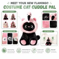 Peluche personnalisée Flamant rose et chat noir, directement de l'usine, OEM ODM, en coton PP et polyester, vente en gros, MOQ, peluche amusante