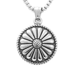 Collier pour homme en acier inoxydable de style européen américain, pendentif tournesol, design géométrique rétro 19012 - Product Image 4