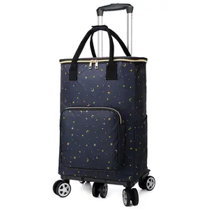 Telescopic Folding Detachable Grocery Shopping Trolley Bag Universal Wheel Shopping Cart Travel Bag Aluminum Alloy Plastic Daily