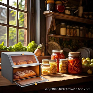 Boîte à pain en bambou de grande capacité, conteneur de stockage anti-poussière et anti-humidité pour la cuisine et la maison - Product Image 4