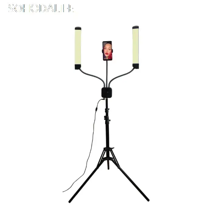 Anel de luz de led de 60w, com suporte para tripé de piso e suporte para telefone, lâmpada de tatuagem de sobrancelha, extensão de cílios