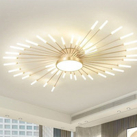 Lustres modernes à LED multi-têtes personnalisés en forme de feux d'artifice, en acrylique et fer, couleur neutre, luminaires suspendus au plafond pour salon