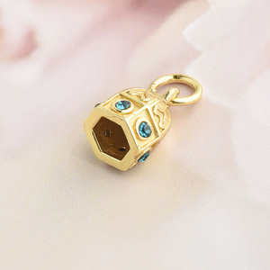 CZ8807 Chic Little Small Mini Diamond 18K Gold CZ Micro Pave Bell Lotus Lucky <span class=keywords><strong>Charm</strong></span> para collar pulsera joyería DIY fabricación - Product Image 4
