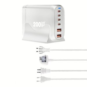 Multiple <b>USB</b> Desktop 200W GaN Charger 100W 20W 18W PD Type C Fast Charging <b>Adapter</b> for Laptop US EU UK AU <b>Plug</b> Phone Charger - Product Image 1