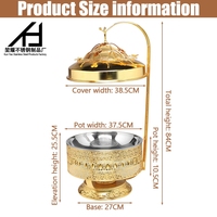 Matériel de restauration : Ensemble de chauffe-plats de luxe 8L en acier inoxydable doré pour buffet, avec couvercle suspendu, pour événements