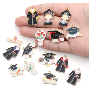 Esmalte ceremonia de graduación <span class=keywords><strong>profesor</strong></span> estudiantes Mortarboard encantos para collares pendientes DIY joyería hacer accesorios W442 - Product Image 2