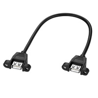 Cable de Extensión USB 2.0 Tipo A Hembra a Hembra Bochara con Montaje en Panel de Tornillos, Doble Blindaje (Lámina + Trenzado) 30cm 50cm