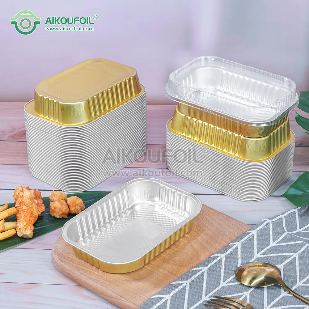 Wegwerp Voedselcontainer Aluminiumfolie Bakje 1000Ml Broodpan Eco Lunchpot Fast Food Box Afhaalbakjes