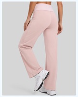 Pantalon décontracté ample pour femme, taille haute, jambe droite, avec cordon de serrage, blocs de couleur et rayures, idéal pour le yoga et la détente (OEM/ODM)