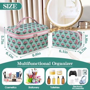 Ensemble de trousses de maquillage matelassées en coton brodé, petites trousses de toilette de voyage pour rangement et organisation, pochettes durables à fermeture éclair - Product Image 6