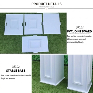 4 supports de piédestal carrés blancs, colonnes romaines en PVC pour la décoration d'allées de mariage, piliers de présentation pour événements et cérémonies - Product Image 5