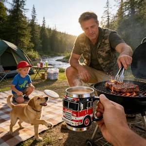 Tasse à <span class=keywords><strong>café</strong></span> en forme de camion de pompiers - 11 oz, tasses à <span class=keywords><strong>café</strong></span> amusantes pour hommes, thermos en acier inoxydable à double paroi pour pompiers - Product Image 6