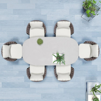 Ensemble de table et de chaises d'extérieur en aluminium et osier, durable et confortable, style minimaliste, meubles de cour et de villa