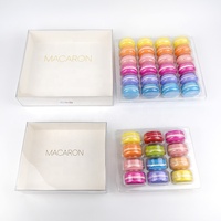 Boîte cadeau en plastique pour macarons français, personnalisée, 12 ou 24 paquets, avec inserts, pour pâtisserie, desserts, biscuits, conteneur transparent en PET