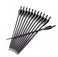 Ensemble complet de flèches de tir à l'arc avec plumes noires, flèches en fibre de verre haute précision pour la pratique de la chasse avec arc classique et arc à poulies