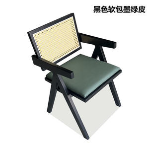 Modern Nordic Solid Wood Rattan Backrest Restaurant <b>Dining</b> <b>Chair</b> Lightweight Durable K-shaped Design Commercial Outdoor Villa - Product Image 6