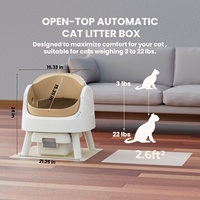 AS11 Beige+Brown Smart Auto Manual Easy Clean 10L Grande Capacité Écologique Contrôle des Odeurs Confortable Bac à Litière pour Chats