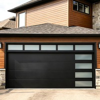 Porte de garage sectionnelle en aluminium en gros avec verre trempé de 8 mm, porte de garage moderne en acier galvanisé pour villa, conception gratuite en option