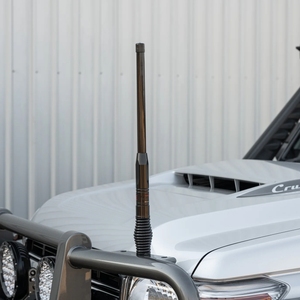 Kit d'antenne radio CB UHF 477 MHz robuste 4x4 - Antenne fouet en fibre de verre à gain élevé avec base à ressort en acier inoxydable pour pare-buffle - Product Image 1