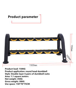 Support de rangement commercial pliable pour haltères (10 paires) en acier et fonte – Sécurité et durabilité pour les ensembles d'haltères de salle de sport - Product Image 5