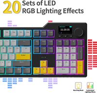 Clavier mécanique AJAZZ AK35I V3 104 touches, trois modes, écran couleur TFT, bouton métallique, batterie 8000 mAh, mousse insonorisante à 5 couches