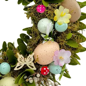 Easter Gift 2024 Party Supplies Butterfly Mushroom Ornaments Artificial Eggs Wreath Easter Wreath Home Decor