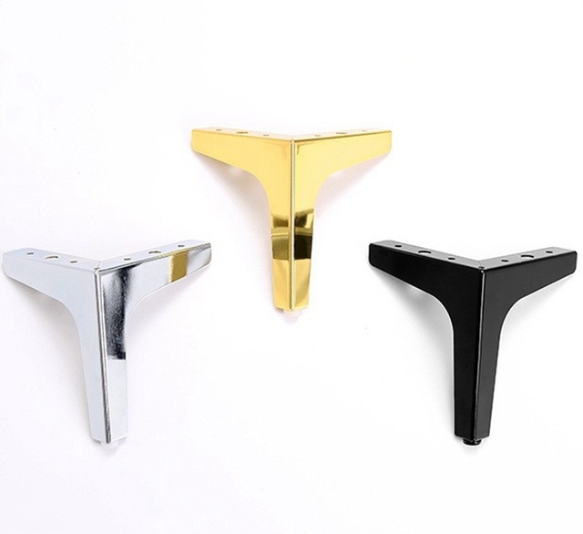 Modern Black & Gold Triangle Metal Furniture Legs for Bedroom Kitchen Bathroom-Replacement Sofa Chair Cabinet Legs